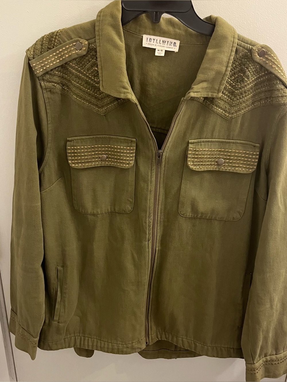 Idyllwind Lightweight Army Green Beaded Detail Jacket Size Medium